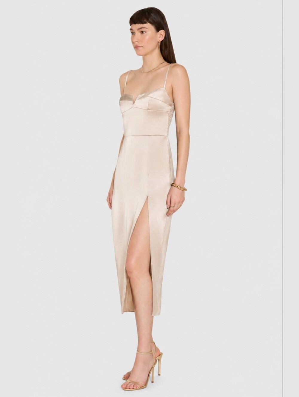 NWT Amanda Uprichard "Lyra" Structured Bustier Bodice Satin Pencil Dress -Sz Med